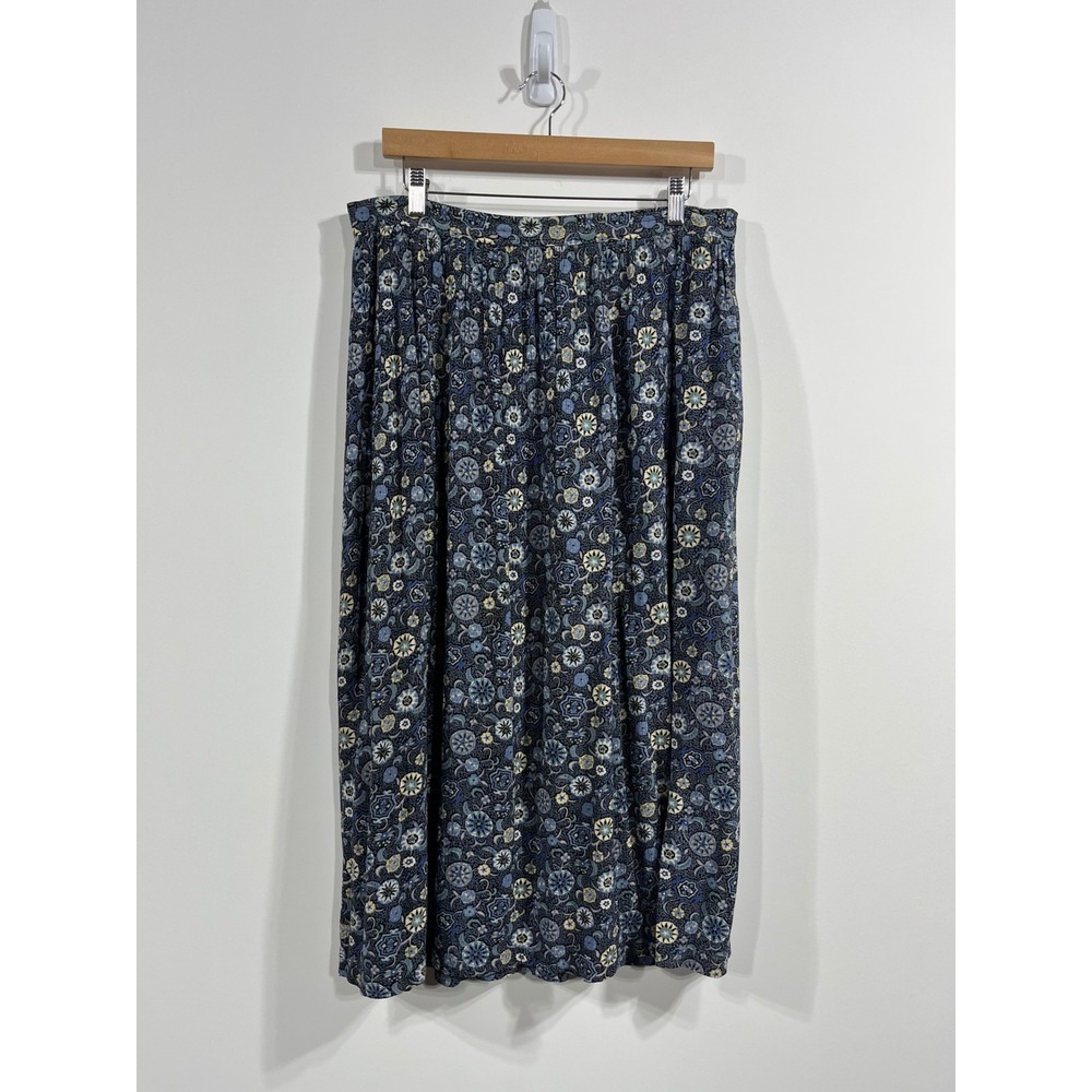 First Option Vintage Floral Midi Skirt Boho Womens 1X Dark Cottagecore Romantic